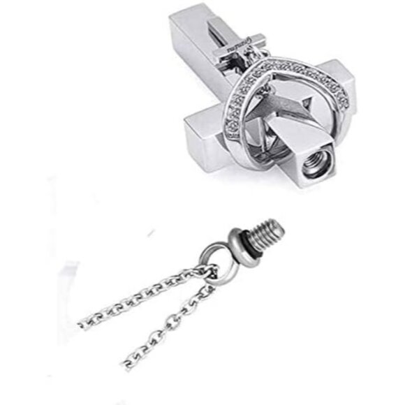 Unique Fillable Cross Pendant for Ashes – 20-Inch Cable Chain; Ideal Remembrance - Picture 3 of 6